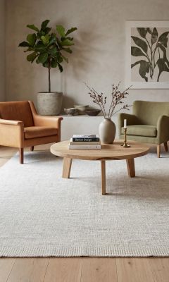 Texura flatweave rug in a modern living room with minimalist décor